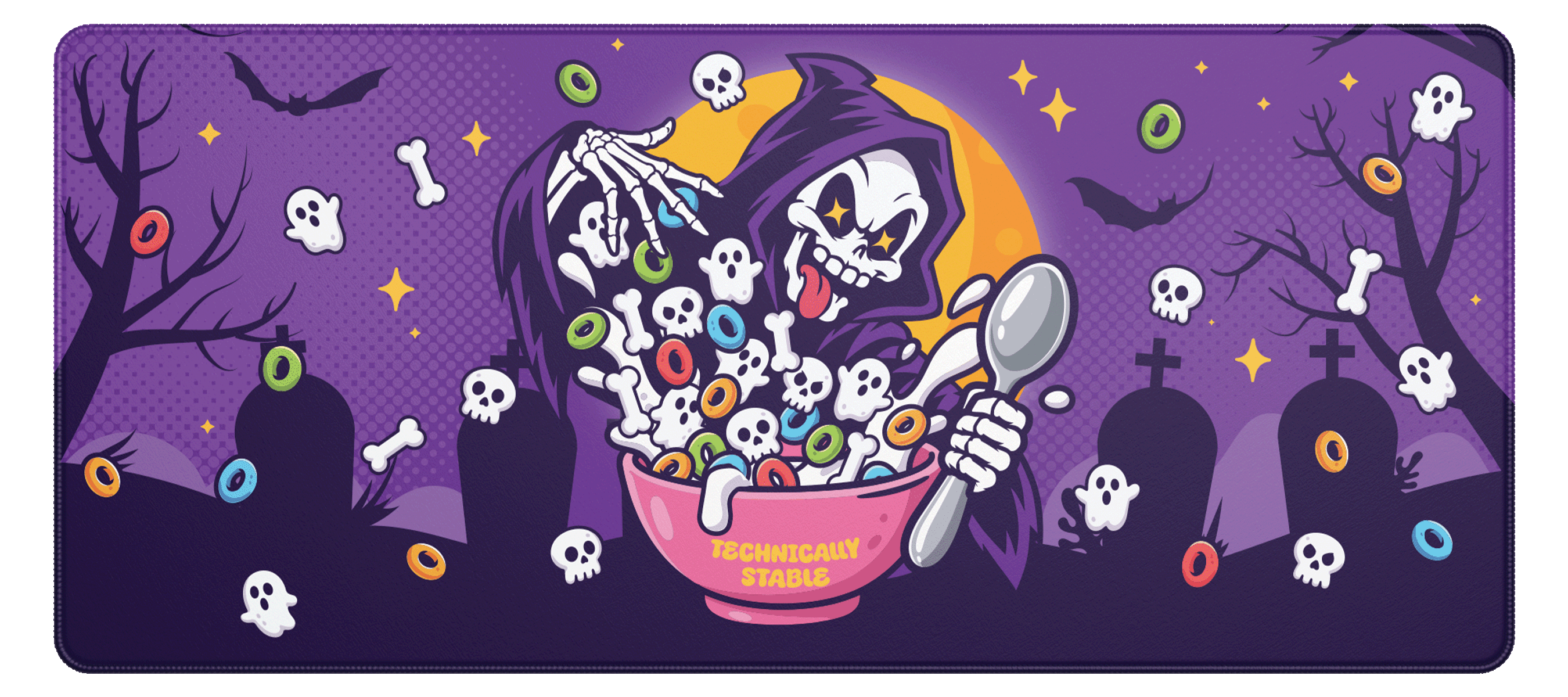 Cereal Killer Halloween 900 by 400 millimetre desk mat finished product mockup
