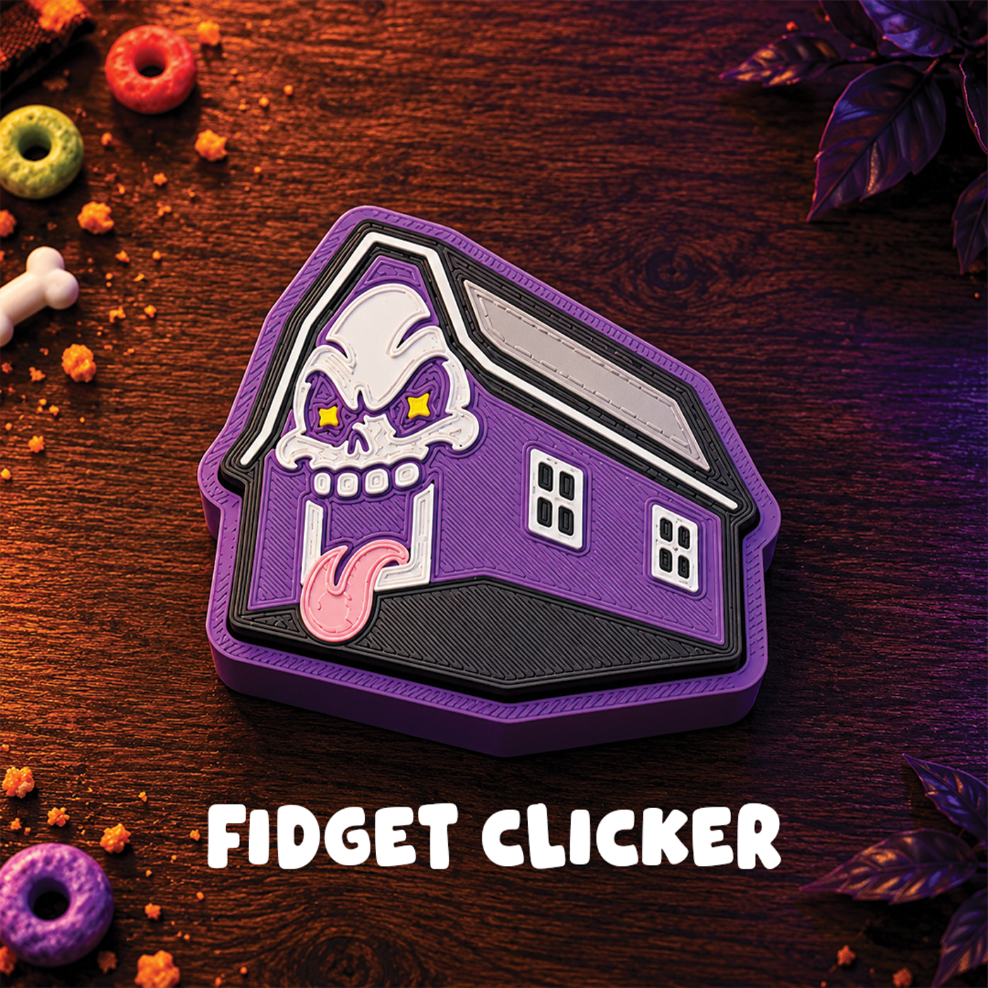 Grim Clicker finished 3D-printed Halloween fidget clicker accessory